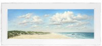 29" x 68" Coastal Vista Beach Art Print With Distressed White Wood Frame