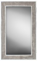 44" x 26" Gray and White Wood Shiplap Wall Mirror