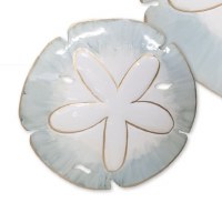 11" Round Aqua and White Metal Sand Dollar Coastal Wall Art Plaque