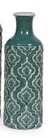 13" Turquoise and White Ceramic Marrakesh Pattern Vase