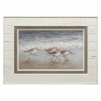 Four Sandpipers on the Beach Print in a Distressed White Frame