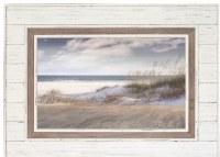 34" x 45" Rustic Shore Coastal Framed Print in a Distressed White Frame Under Glass
