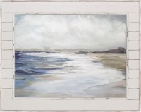 44" x 56" Gentle Shore Gel Coated Art Print With White Shiplap Wood Frame