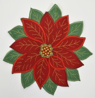 8" Round Red Poinsettia Table Mat