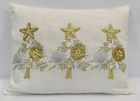 12" x 16" Silver and Gold Shell Tree Decorative Christmas Pillow