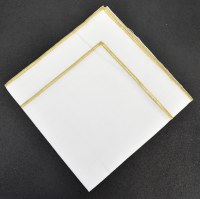 20" Square Gold Edge White Cloth Napkin