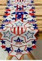 16" x 36" Red, White and Blue Patriotic Stars Cutout Table Runner