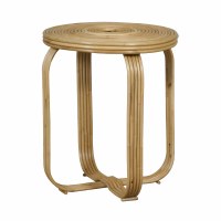 20" Round Natural Rattan Rounded Leg Accent Table