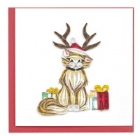 6" Square Quilling Holiday Cat Greeting Card