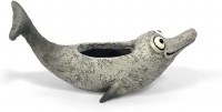 8" Gray Rollie the Dolphin Planter