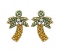 Green and Gold Perfect Palm Beaded Earrings