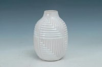 9" White Ceramic Lines Vase