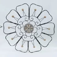 30" Round Flower Grill Metal Wall Art Plaque