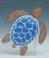 18" Blue and Brown Sea Turtle Wall Plaque