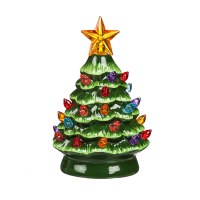 5" Green Ceramic Tree With LED Color Changing Lights