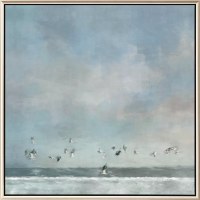 40" Square Birds Passing Canvas Framed