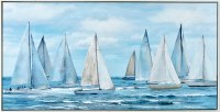 28" x 56" Blue Sails Canvas in Silver Frame