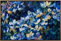 30" x 45" Navy Blossoms Canvas in Gold Frame