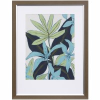 36" x 28" Jungle Blues II Framed Art Print Under Glass