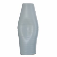 23" Light Blue Ceramic Tall Indented Vase