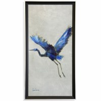 51" x 27" Mid Flight Blue Heron Gel Textured Framed Art Print