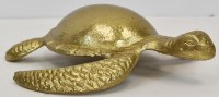 9" Gold Metal Sea Turtle Statue