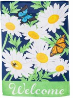 18" x 13" Mini Daisy Garden Welcome Suede Garden Flag