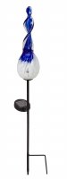 29" Blue and White Art Glass Twisting Solar Garden Stake