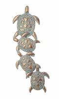 29" Copper and Viridian Four Turtle Coastal Metal Wall Art Plaque