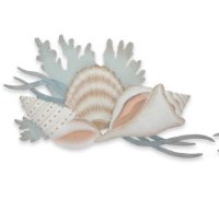 28" Multi Pastels Conch Shells Coral Reef Metal Wall Plaque