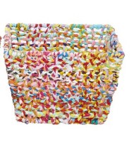 16" x 13" Rectangular Warm Multicolor Cotton Woven Basket