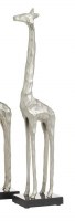 27" Silver Metal Giraffe Sculpture With Black Base