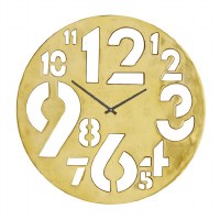 24" Round Gold Metal Random Size Numbers Wall Clock