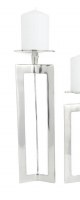 14" Silver Metal Rectangles Pillar Candleholder