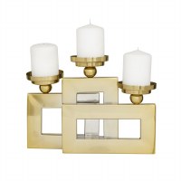 10" x 14" Gold Metal Triple Rectangle Candleholder