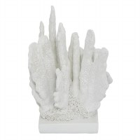 10" White Polyresin Faux Coral Sculpture With Base