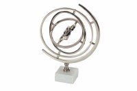 13" Silver Metal Armillary With Stone Base