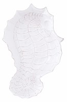 14" White Ceramic Seahorse Serving Bowl