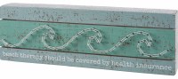 4" x 12" Aqua String Wave Beach Therapy Wood Slat Box Plaque