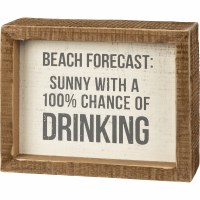 4" x 5" White and Natural Beach Forecast Wood Box Plaque