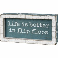 4" x 7" Teal Life Is Better In Flip Flops Wood Box Plaque