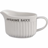 7" White Ribbed Ceramic Awesome Sauce Gravy Boat