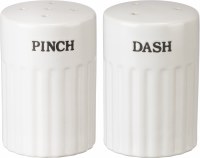 4" White Ribbed Ceramic Pinch Dash Salt & Pepper Shakers