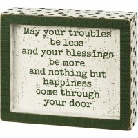 5" x 6" White with Green Shamrocks Blessings Be More Wood Box Plaque