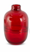 10" Red Glass Vase With Inlay Stripe