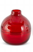8" Red Glass Vase With Inlay Stripe