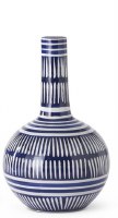 Dark Blue and White Ceramic Lines Vase