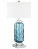 31" Blue Waves Glass Lamp