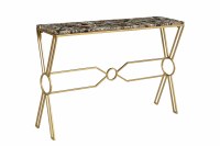 48" Agate Top Gold Metal Cross Leg Console Table