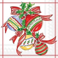 5" Square Christmas Ornaments and Holly Beverage Napkins